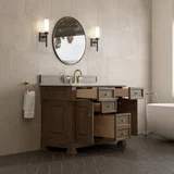 Brookfield 48" Single Vanity, Pecan w/3 CM Eternal Jasmine Pearl Silestone Top