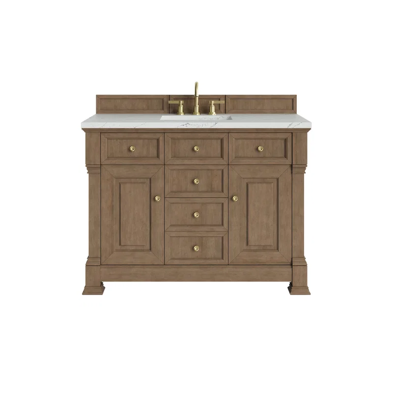 Brookfield 48" Single Vanity, Pecan w/ 3 CM Ethereal Noctis Silestone Top