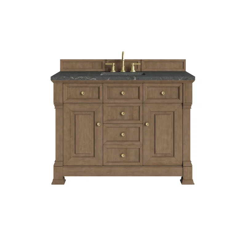 Brookfield 48" Single Vanity, Pecan w/ 3 CM Parisien Bleu Silestone Top