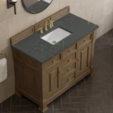 Brookfield 48" Single Vanity, Pecan w/ 3 CM Parisien Bleu Silestone Top