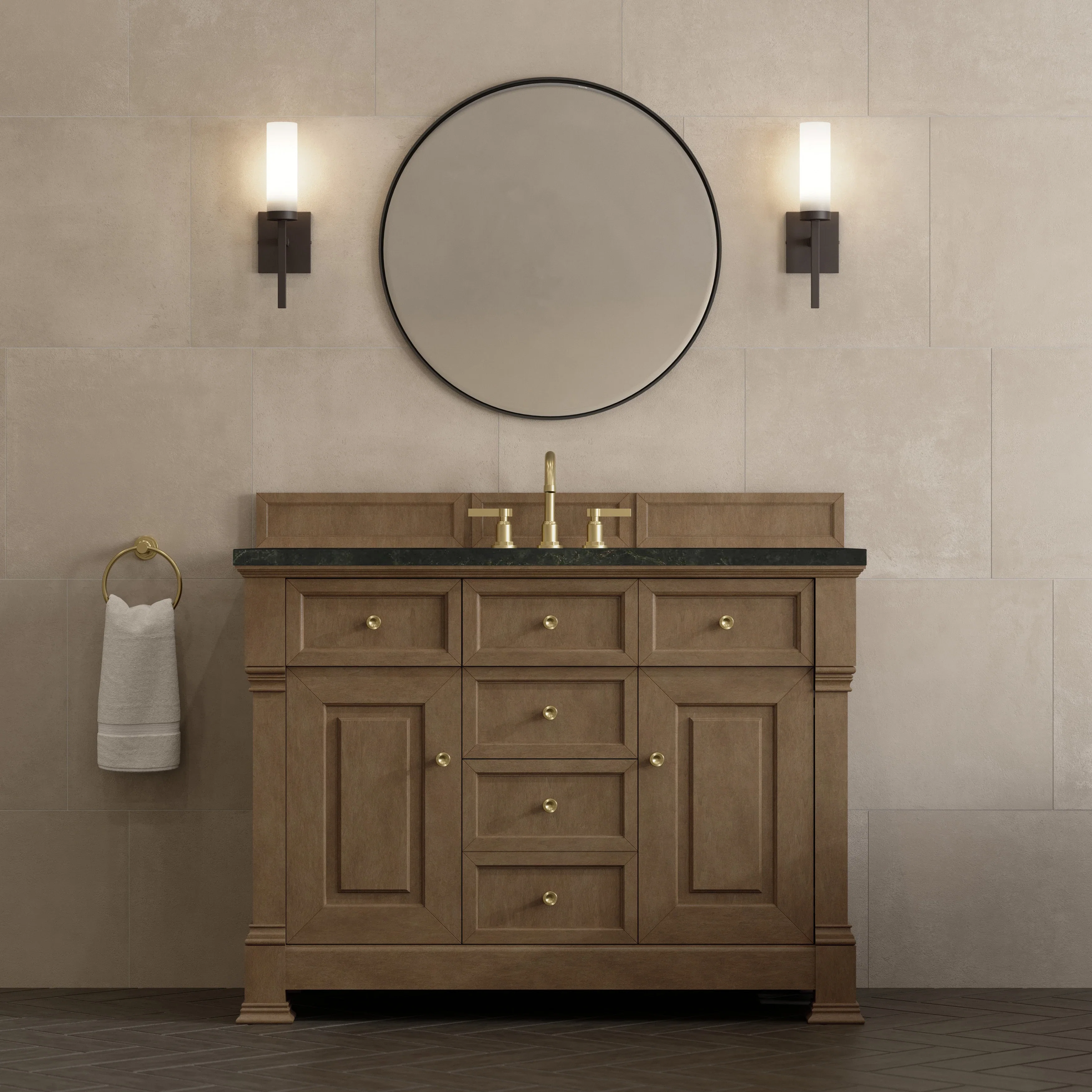 Brookfield 48" Single Vanity, Pecan, w/ 3 CM Phantome Eclos Top