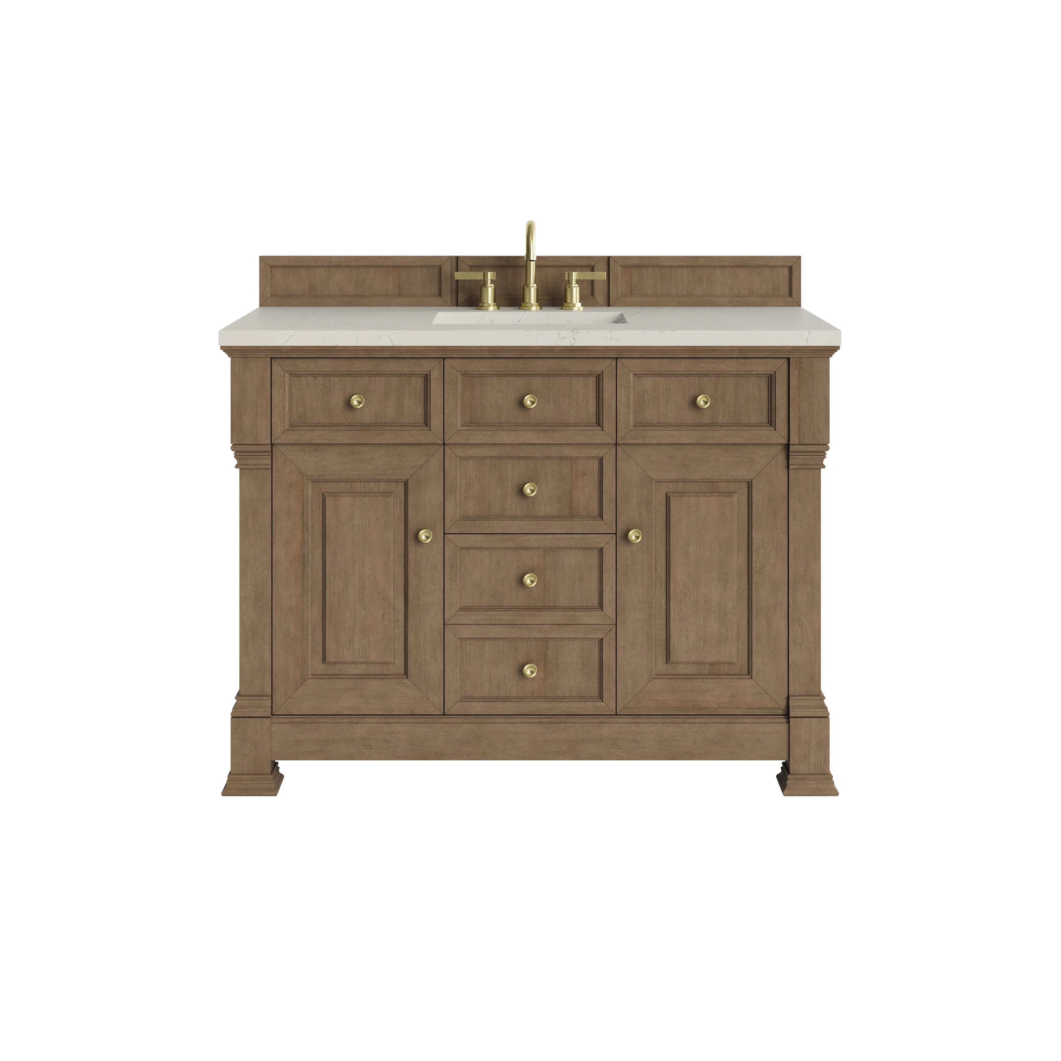 Brookfield 48" Single Vanity, Pecan, w/ 3 CM Siberian Silestone Top