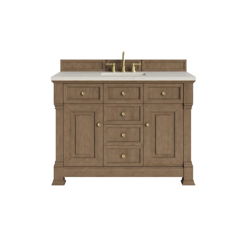 Brookfield 48" Single Vanity, Pecan, w/ 3 CM Siberian Silestone Top