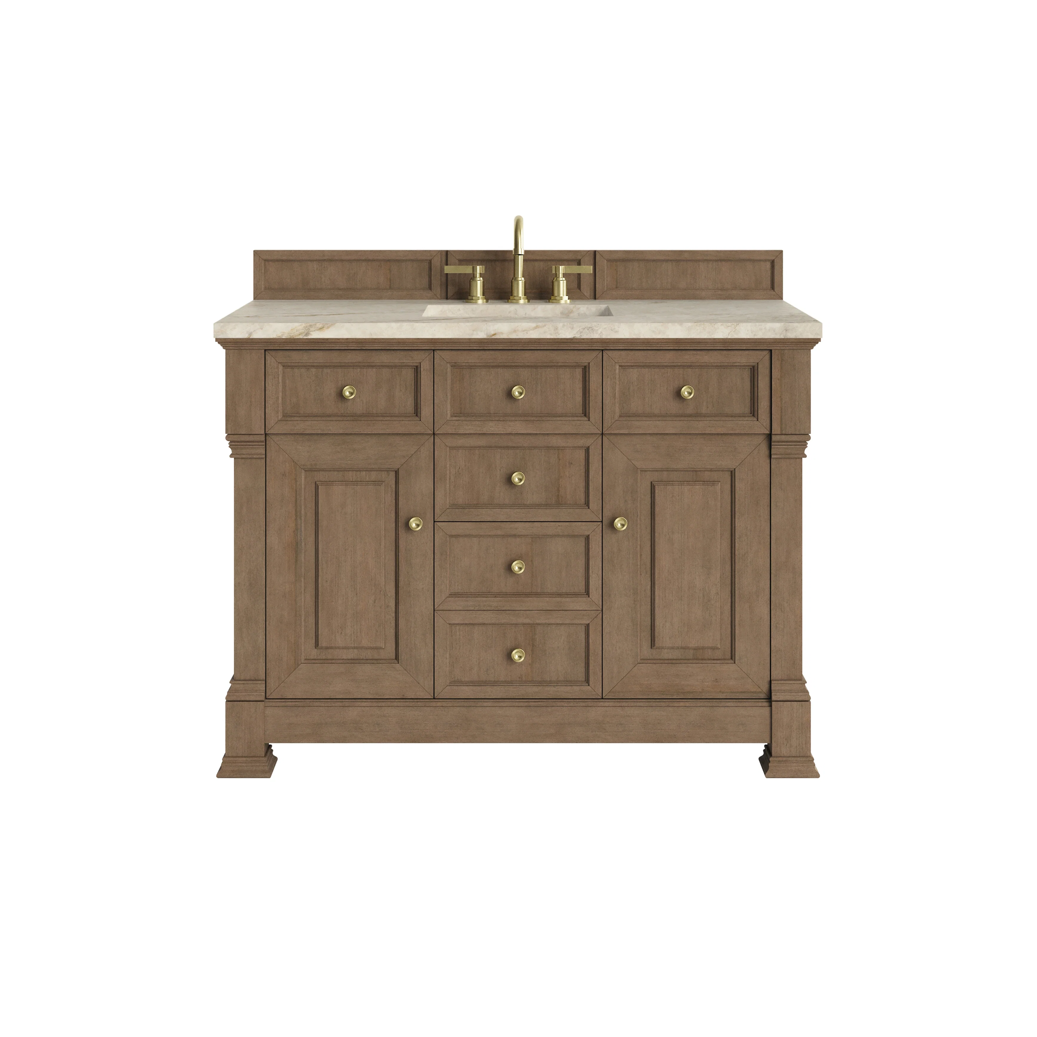 Brookfield 48" Single Vanity, Pecan, w/ 3 CM Tajnar Eclos Top