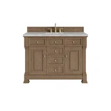 Brookfield 48" Single Vanity, Pecan w/ 3 CM Victorian Silver Silestone Top