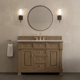 Brookfield 48" Single Vanity, Pecan w/ 3 CM Victorian Silver Silestone Top