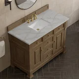Brookfield 48" Single Vanity, Pecan w/ 3 CM Victorian Silver Silestone Top