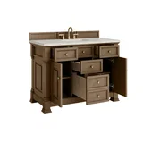 Brookfield 48" Single Vanity, Pecan w/ 3 CM Victorian Silver Silestone Top