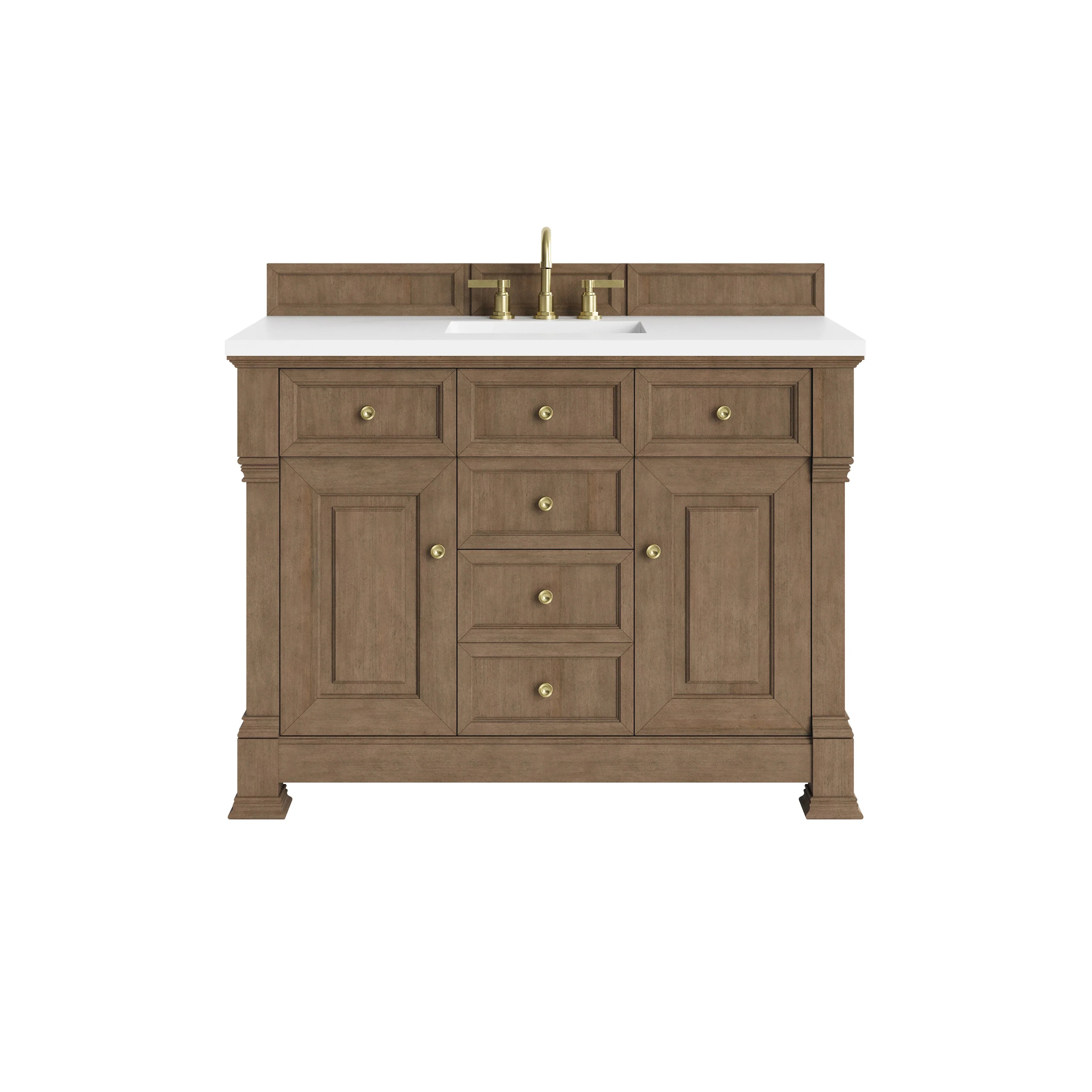 Brookfield 48" Single Vanity, Pecan, w/ 3 CM White Zeus Silestone  Top