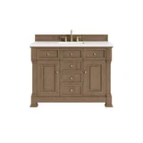 Brookfield 48" Single Vanity, Pecan, w/ 3 CM White Zeus Silestone  Top