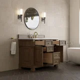 Brookfield 48" Single Vanity, Pecan, w/ 3 CM White Zeus Silestone  Top