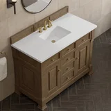 Brookfield 48" Single Vanity, Pecan, w/ 3 CM White Zeus Silestone  Top