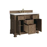 Brookfield 48" Single Vanity, Pecan, w/ 3 CM White Zeus Silestone  Top