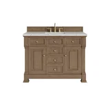 Brookfield 48" Single Vanity, Pecan w/3 CM Eternal Jasmine Pearl Silestone Top w/ FreePower Wireless Charger