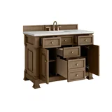 Brookfield 48" Single Vanity, Pecan w/3 CM Eternal Jasmine Pearl Silestone Top w/ FreePower Wireless Charger