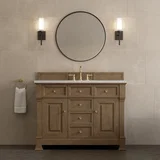 Brookfield 48" Single Vanity, Pecan w/3 CM Eternal Jasmine Pearl Silestone Top w/ FreePower Wireless Charger