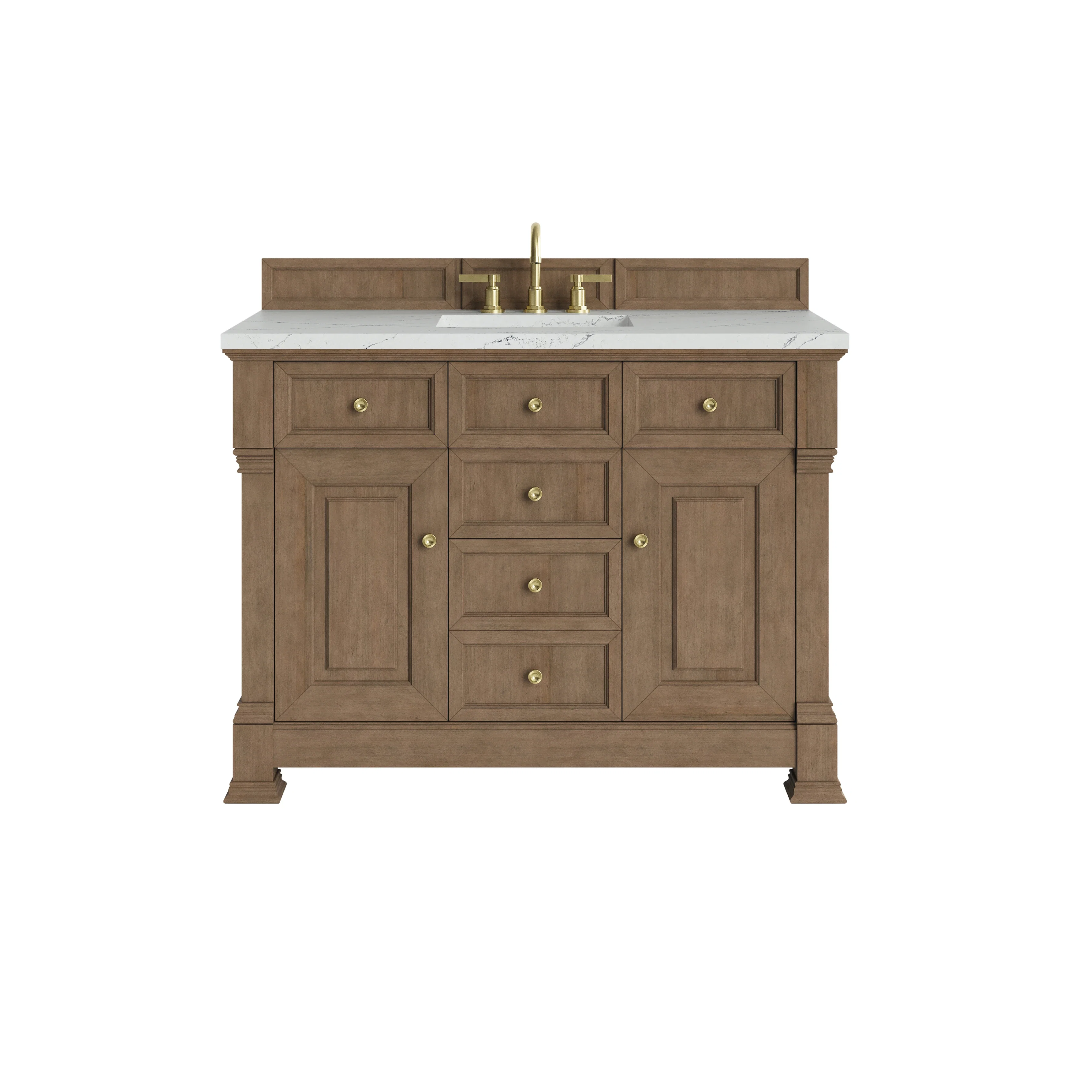 Brookfield 48" Single Vanity, Pecan w/ 3 CM Ethereal Noctis Silestone Top w/ FreePower Wireless Charger