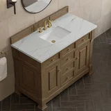 Brookfield 48" Single Vanity, Pecan w/ 3 CM Ethereal Noctis Silestone Top w/ FreePower Wireless Charger