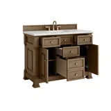 Brookfield 48" Single Vanity, Pecan w/ 3 CM Ethereal Noctis Silestone Top w/ FreePower Wireless Charger