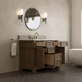 Brookfield 48" Single Vanity, Pecan w/ 3 CM Ethereal Noctis Silestone Top w/ FreePower Wireless Charger