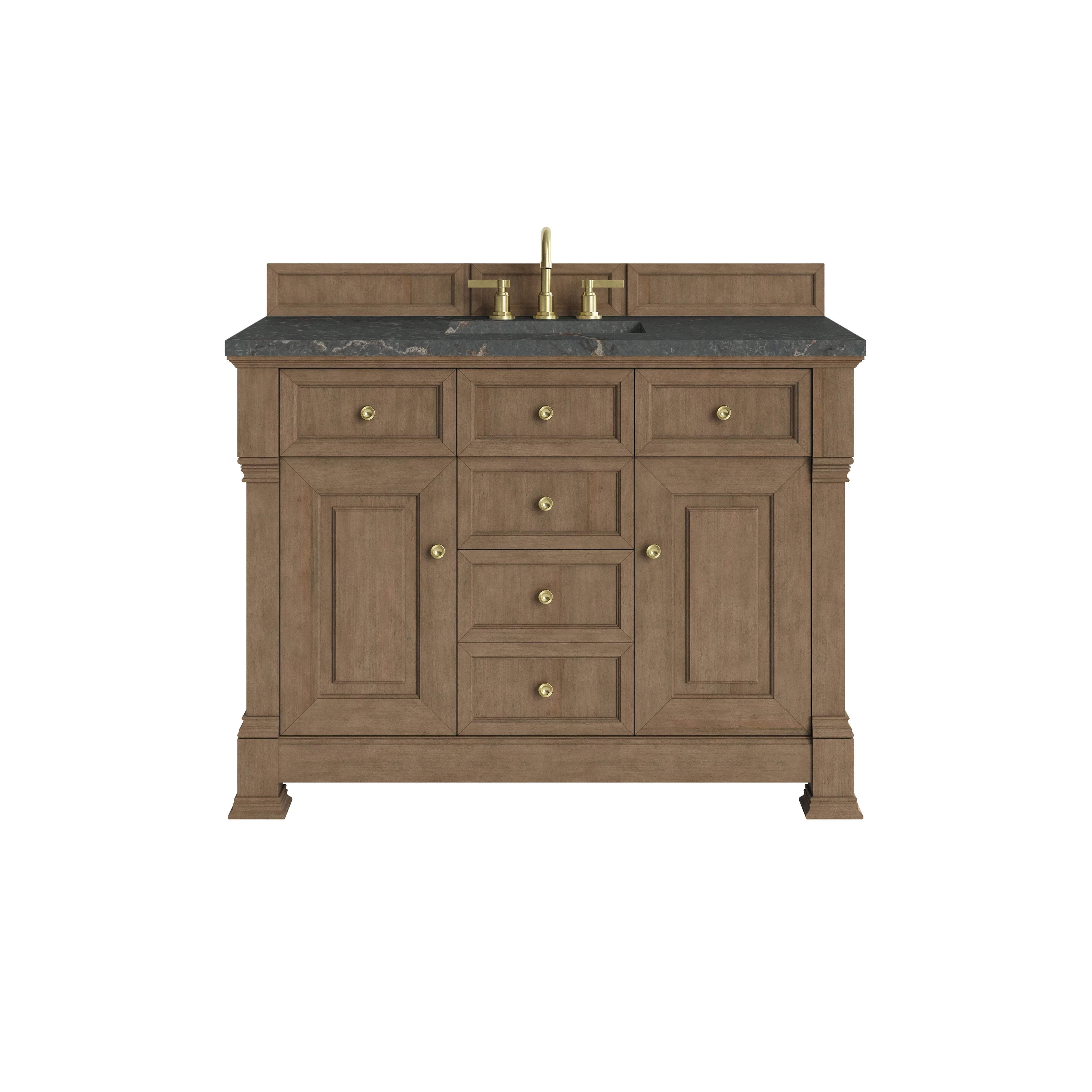Brookfield 48" Single Vanity, Pecan w/ 3 CM Parisien Bleu Silestone Top w/ FreePower Wireless Charger