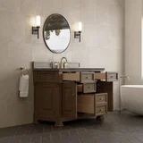 Brookfield 48" Single Vanity, Pecan w/ 3 CM Parisien Bleu Silestone Top w/ FreePower Wireless Charger