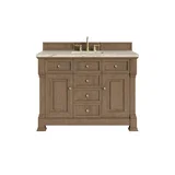Brookfield 48" Single Vanity, Pecan, w/ 3 CM Tajnar Eclos Top w/FreePower Wireless Charger