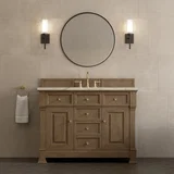 Brookfield 48" Single Vanity, Pecan, w/ 3 CM Tajnar Eclos Top w/FreePower Wireless Charger