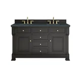 Brookfield 60" Double Vanity, Black Onyx w/3 CM Charcoal Soapstone Silestone Top