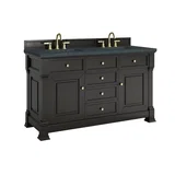 Brookfield 60" Double Vanity, Black Onyx w/3 CM Charcoal Soapstone Silestone Top