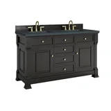 Brookfield 60" Double Vanity, Black Onyx w/3 CM Charcoal Soapstone Silestone Top