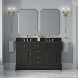 Brookfield 60" Double Vanity, Black Onyx w/3 CM Charcoal Soapstone Silestone Top