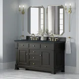 Brookfield 60" Double Vanity, Black Onyx w/3 CM Charcoal Soapstone Silestone Top