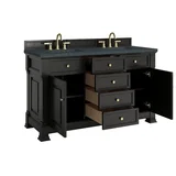 Brookfield 60" Double Vanity, Black Onyx w/3 CM Charcoal Soapstone Silestone Top