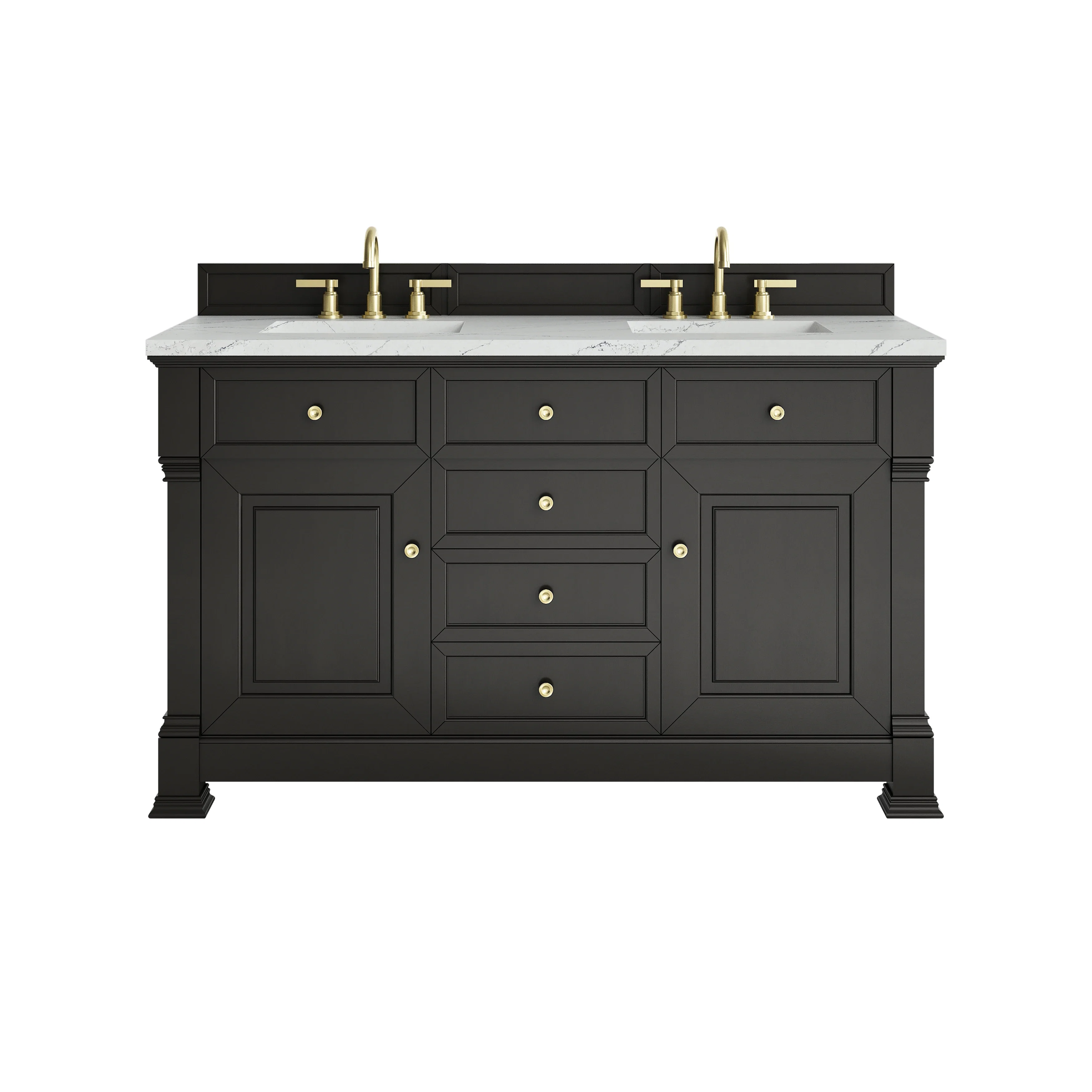 Brookfield 60" Double Vanity, Black Onyx w/ 3 CM Ethereal Noctis Silestone Top