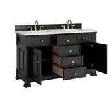 Brookfield 60" Double Vanity, Black Onyx w/ 3 CM Ethereal Noctis Silestone Top