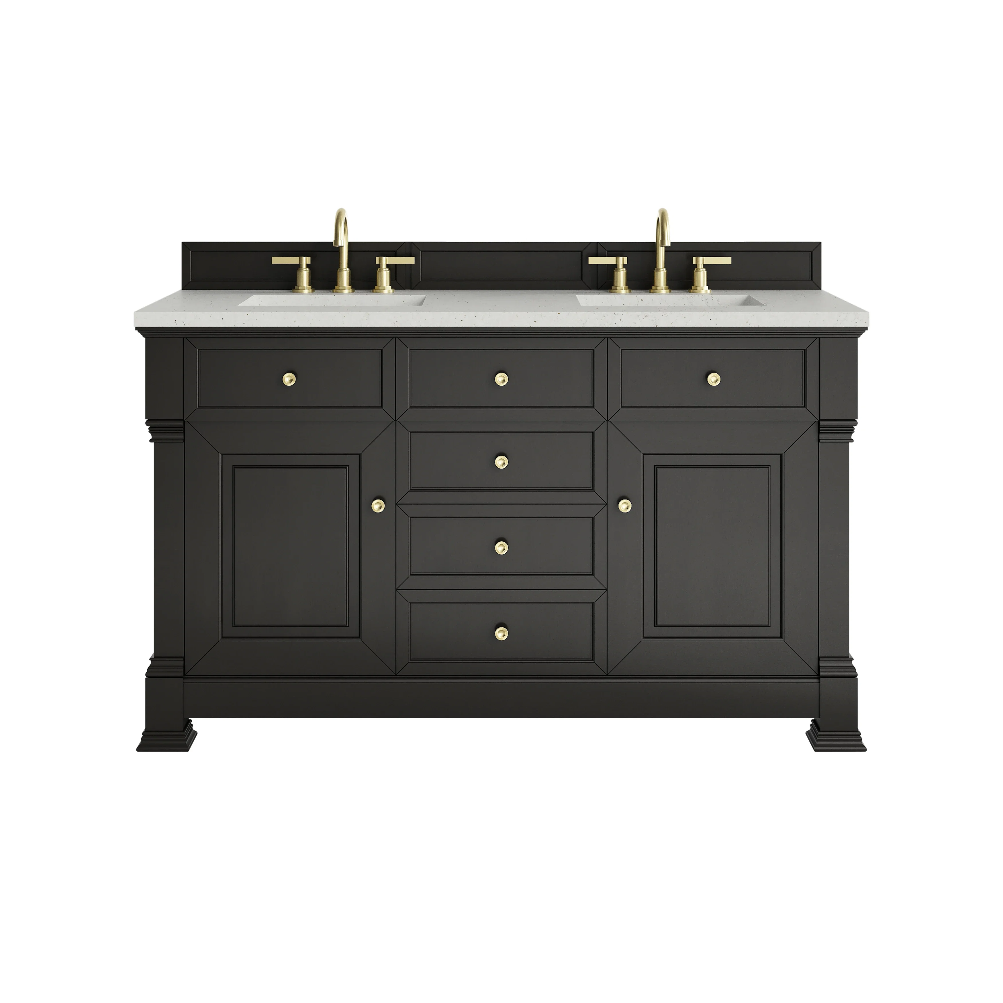 Brookfield 60" Double Vanity, Black Onyx w/ 3 CM Lime Delight Silestone Top