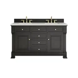 Brookfield 60" Double Vanity, Black Onyx w/ 3 CM Lime Delight Silestone Top
