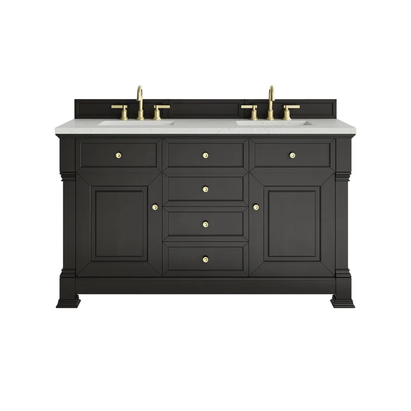Brookfield 60" Double Vanity, Black Onyx w/ 3 CM Lime Delight Silestone Top