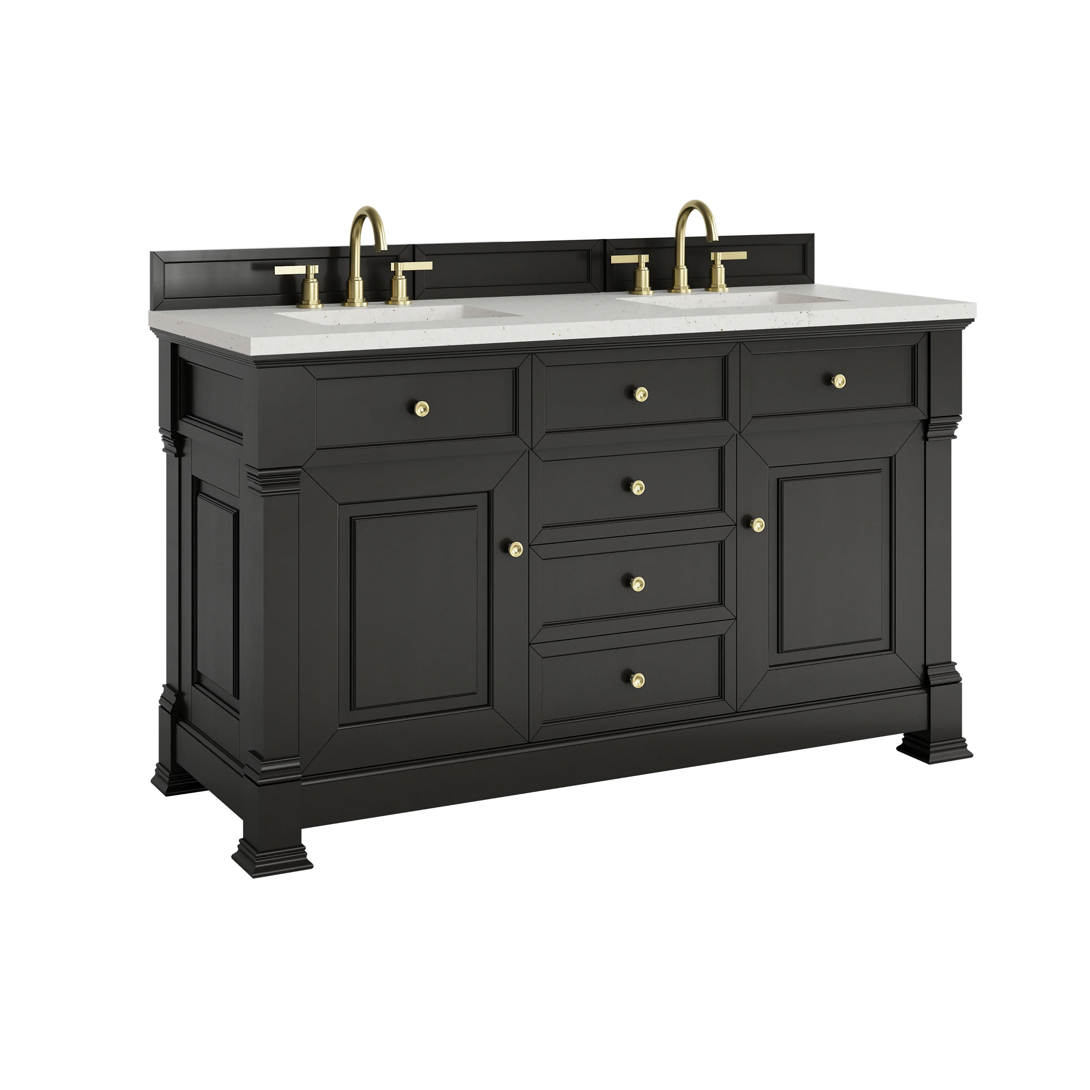 Brookfield 60" Double Vanity, Black Onyx w/ 3 CM Lime Delight Silestone Top