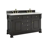 Brookfield 60" Double Vanity, Black Onyx w/ 3 CM Lime Delight Silestone Top