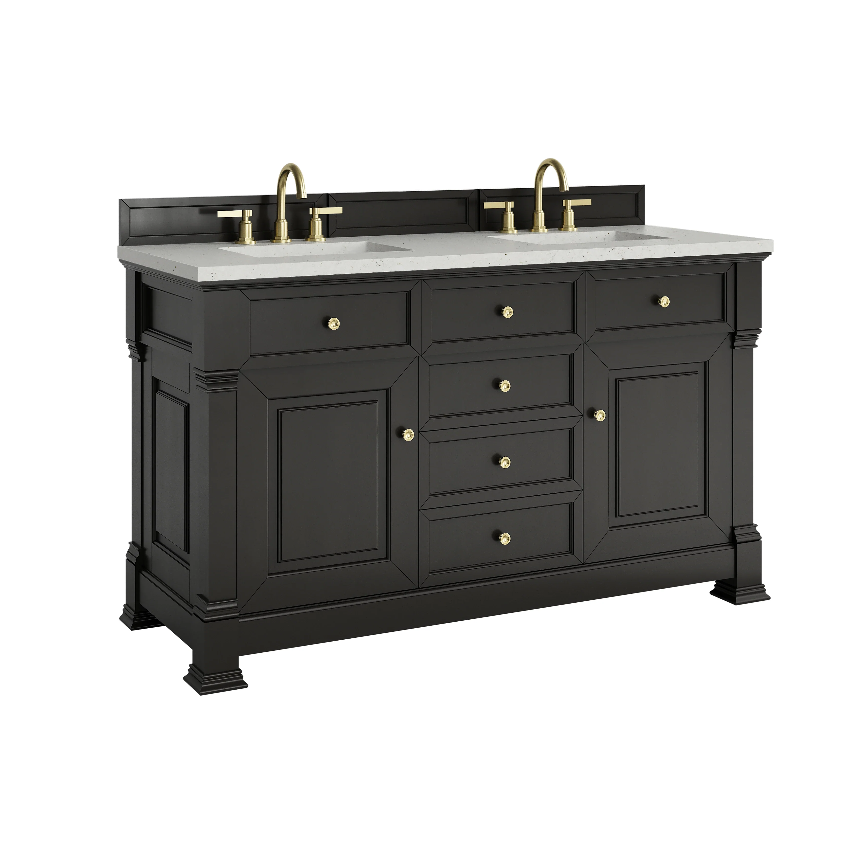 Brookfield 60" Double Vanity, Black Onyx w/ 3 CM Lime Delight Silestone Top