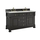 Brookfield 60" Double Vanity, Black Onyx w/ 3 CM Lime Delight Silestone Top
