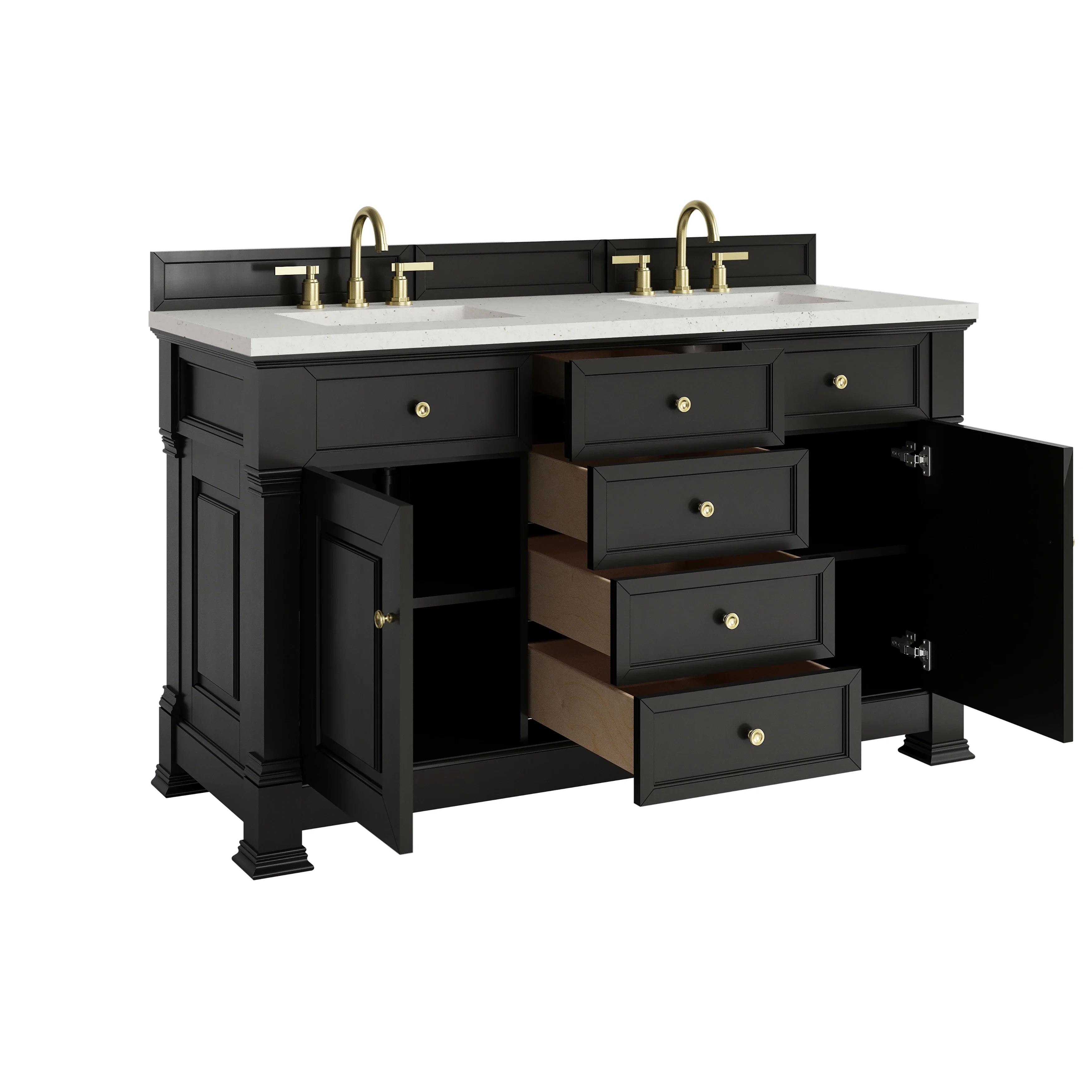 Brookfield 60" Double Vanity, Black Onyx w/ 3 CM Lime Delight Silestone Top