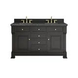 Brookfield 60" Double Vanity, Black Onyx w/ 3 CM Parisien Bleu Silestone Top