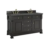 Brookfield 60" Double Vanity, Black Onyx w/ 3 CM Parisien Bleu Silestone Top