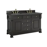 Brookfield 60" Double Vanity, Black Onyx w/ 3 CM Parisien Bleu Silestone Top
