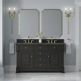 Brookfield 60" Double Vanity, Black Onyx w/ 3 CM Parisien Bleu Silestone Top