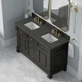 Brookfield 60" Double Vanity, Black Onyx w/ 3 CM Parisien Bleu Silestone Top