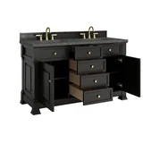 Brookfield 60" Double Vanity, Black Onyx w/ 3 CM Parisien Bleu Silestone Top